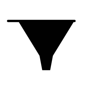 Huni simgesi. Benzin ve diğer sıvılar için huni. Araba sulama kutusu ikonu. Vektör illüstrasyonu.