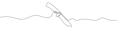 One continuous line drawing of knife. Knife linear background. Vector illustration. Knife line icon.