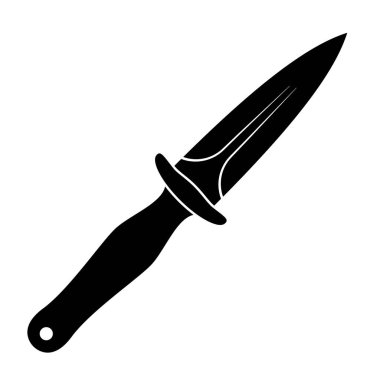 Hunting knife icon. Black knife icon isolated on white background. Vector illustration in flat design.