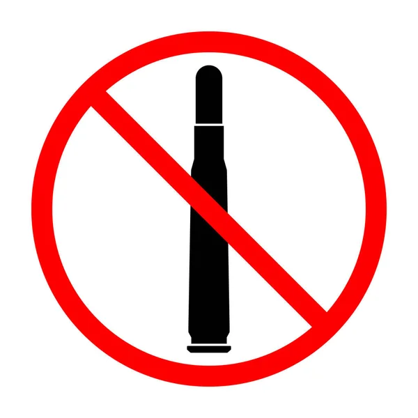 Bullet Ban Sign Cartridge Forbidden Prohibited Sign Bullet Red Prohibition — Stockvector