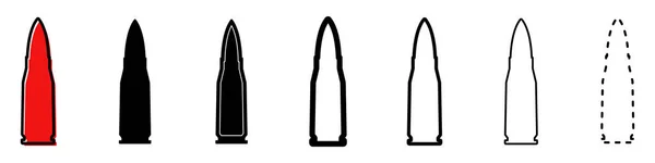 Bullet Icon Set Different Icons Military Cartridge Bullet Patron Silhouette — Vetor de Stock