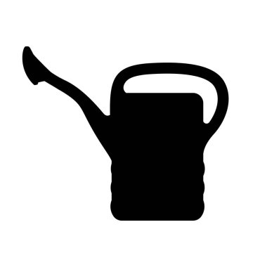 Su kutusu ikonu. Bahçe sulama tenekesinin siyah simgesi. Düz simge. Vektör illüstrasyonu.