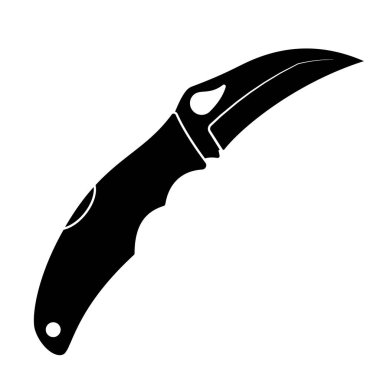 Jackknife icon. Black folding knife icon isolated on white background. Vector illustration in flat design.