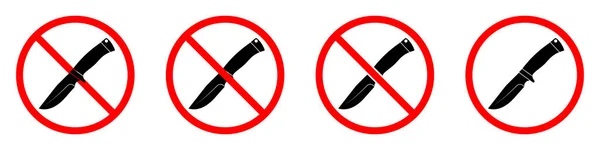 Knife Ban Sign Knife Sign Prohibition Signs Set Dangerous Weapon — Vettoriale Stock