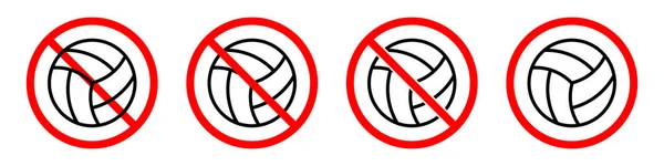 Firma Prohibición Voleibol Voleibol Está Prohibido Conjunto Señales Prohibición Roja — Archivo Imágenes Vectoriales