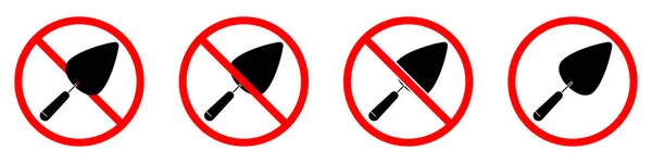 Знак Запрета Лопаты Дробилка Запрещена Набор Красных Запретительных Знаков Лопатки — стоковый вектор