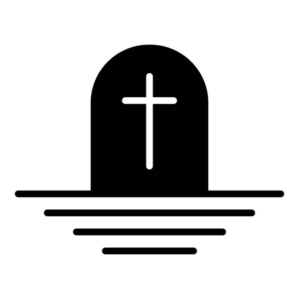 Cemetery Gravestone Cross Black Icon Tombstone Vector Illustration — Stockový vektor