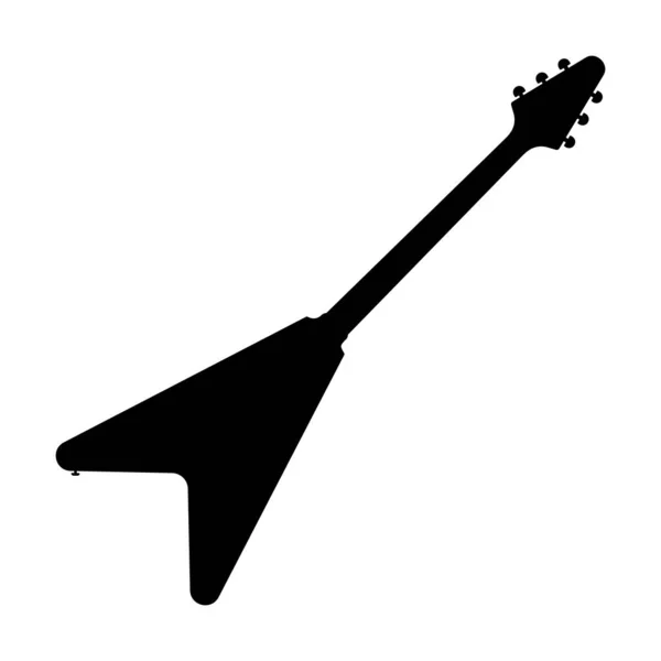 Ikon Gitar Bass Listrik Hitam Siluet Gitar Ikon Instrumen Musik - Stok Vektor
