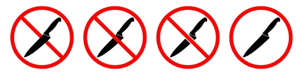 Knife Ban Sign Knife Sign Prohibition Signs Set Dangerous Weapon — Archivo Imágenes Vectoriales