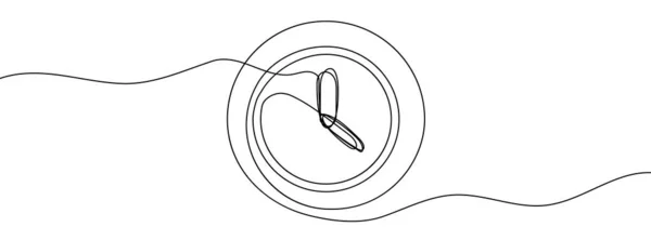 Silueta Dibujo Continuo Una Línea Del Reloj Reloj Icono Lineal — Archivo Imágenes Vectoriales