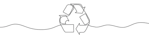 Kontinuierliche Eine Linie Zeichnen Recycling Symbol Lineares Recycling Ökologiekonzept Vektorillustration — Stockvektor