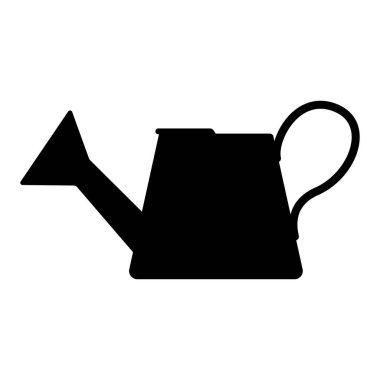 Su kutusu ikonu. Bahçe sulama tenekesinin siyah simgesi. Düz simge. Vektör illüstrasyonu.