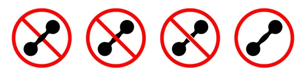 Dumbbell Ban Sign Dumbbell Forbidden Set Red Prohibition Sign Dumbbell — Stock Vector