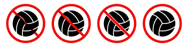 Знак Запрета Волейбола Волейбол Запрещён Набор Красных Запретительных Знаков Мяча — стоковый вектор