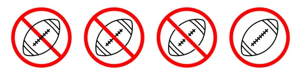 Hay Señal Pelota Rugby Balón Fútbol Americano Está Prohibido Conjunto — Vector de stock