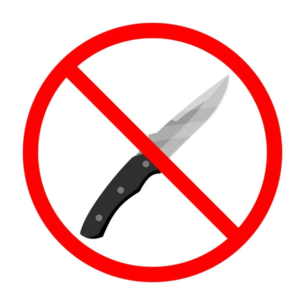 Knife Ban Sign Knife Forbidden Dangerous Weapon Red Prohibition Sign — Vetor de Stock