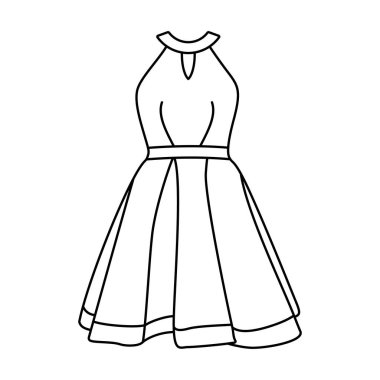 Kadınlar ikon giyinir. Siyah doğrusal elbise simgesi. Vektör çizimi. Kadın moda konsepti