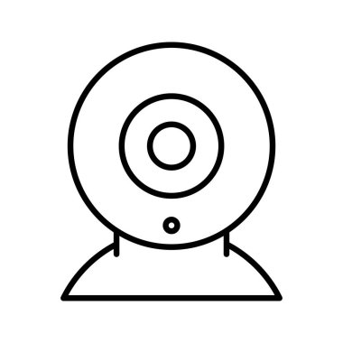 Web kamerası simgesi. Siyah doğrusal kamera simgesi. Vektör çizimi. Web kamerası sembolü