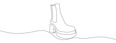 Çizme siluetini çizmeye devam et. Çizme doğrusal simgesi. Bir çizgi arkaplan çiziyor. Vektör çizimi. Doğrusal çizme arkaplanı