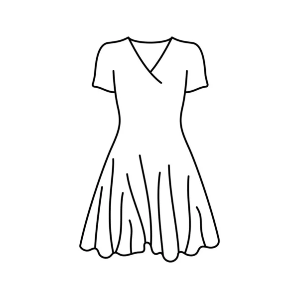 Женщины Одеваются Иконой Черный Значок Линейного Платья Векторная Иллюстрация Женская — стоковый вектор