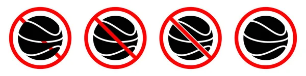 Basketball Ban Sign Basketball Forbidden Set Red Prohibition Signs Basketball — Stock Vector