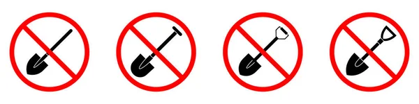 Shovel禁令标志 Shovel是被禁止的 一套禁止铲子的红色标志 矢量说明 — 图库矢量图片