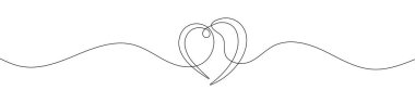 Sürekli bir kalp çizgisi. Kalp bir çizgi ikonu. Bir çizgi arkaplan çiziyor. Vektör çizimi. Kalp simgesi
