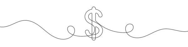 Lineární Pozadí Znaku Dolaru Jedna Souvislá Kresba Dolarové Značky Vektorová — Stockový vektor