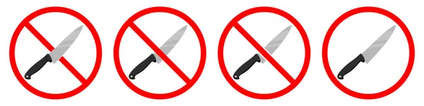 Knife Ban Sign Knife Sign Prohibition Signs Set Dangerous Weapon — Stock vektor