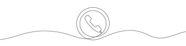 Sürekli cep telefonu çizimi. Telefonun bir satır simgesi. Bir çizgi arkaplan çiziyor. Vektör çizimi. Telefon simgesi