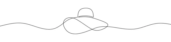 Dibujo Lineal Continuo Sombrero Mujer Sombrero Solar Icono Una Línea — Vector de stock