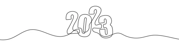 Kontinuální Kresba Linie Roku2023 Jedna Čára Kreslí Pozadí Dovolené Vektorová — Stockový vektor