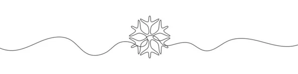 雪片の連続線形図面 スノーフレークアイコン 1本の線が背景を描いた ベクトルイラスト 概要線形背景 — ストックベクタ
