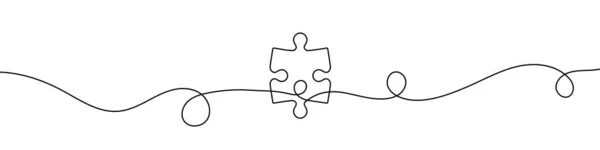 Continuous Linear Drawing Puzzle Puzzle Piece Icon One Line Drawn — Stock Vector