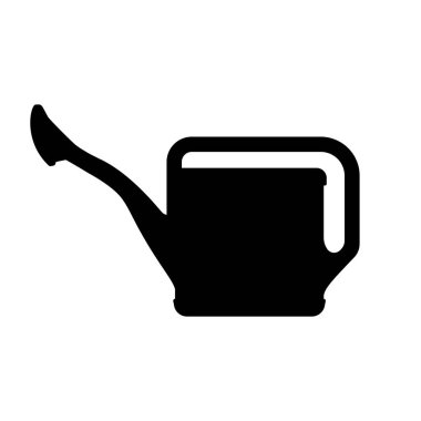 Su kutusu ikonu. Bahçe sulama tenekesinin siyah simgesi. Düz simge. Vektör illüstrasyonu.