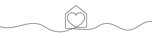 Dibujo Lineal Continuo Carta Amor Icono Sobre Fondo Abstracto Dibujado — Vector de stock