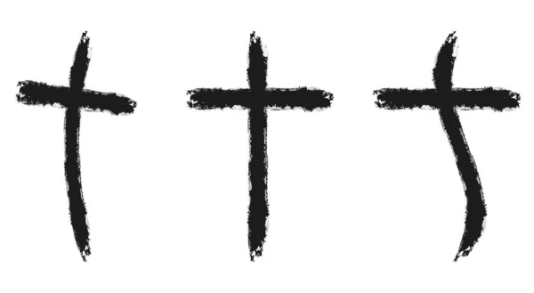 Kreuzsymbol Set Christlicher Grunge Kreuze Religiöse Symbole Vektorillustration — Stockvektor