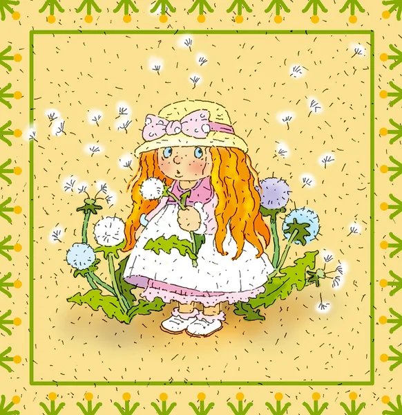 The little girl with dandelions