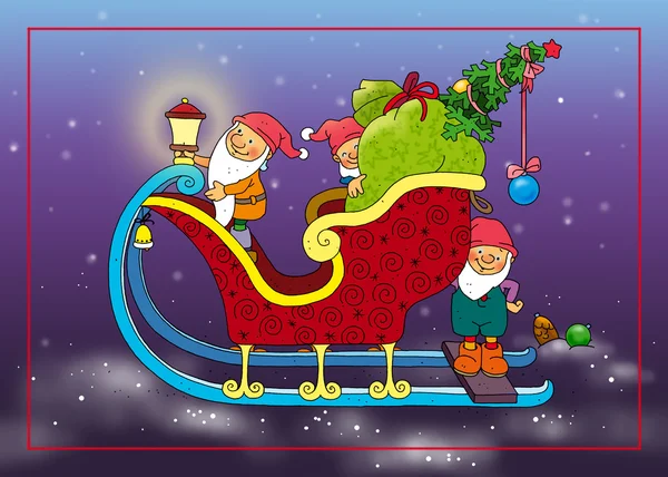 Дед Мороз сани с подарками Стоковое Фото