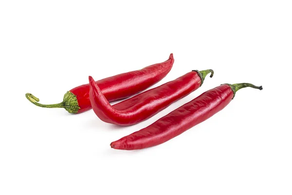 Tre Kapslar Varm Röd Paprika Kryddig Krydda För Matlagning Vit — Stockfoto