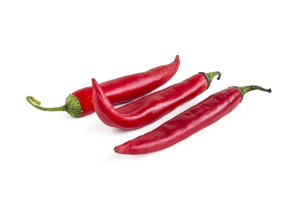 Tres Vainas Pimienta Roja Picante Condimento Picante Para Cocinar Sobre — Foto de Stock