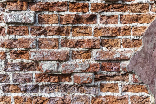 Oude Afbrokkelende Bakstenen Muren Van Een Oud Verlaten Huis Scheuren — Stockfoto