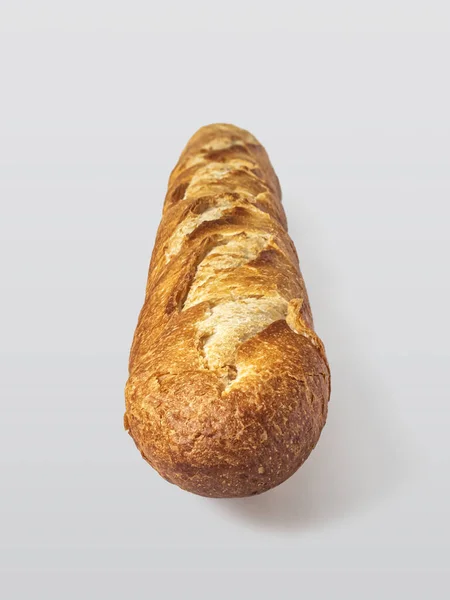 Färsk Fransk Baguette Med Gyllene Krispig Skorpa Ljus Bakgrund — Stockfoto