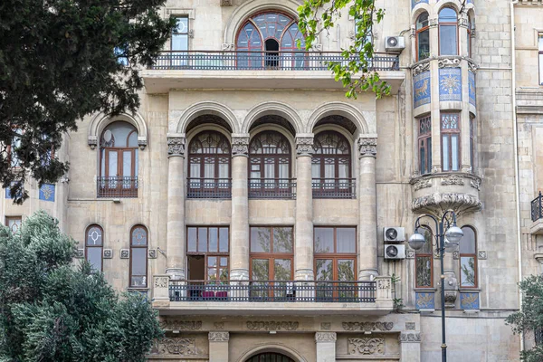 Baku Azerbeidzjan 2019 Hajinski House Een Eclectische Stijl Met Gebogen Stockfoto