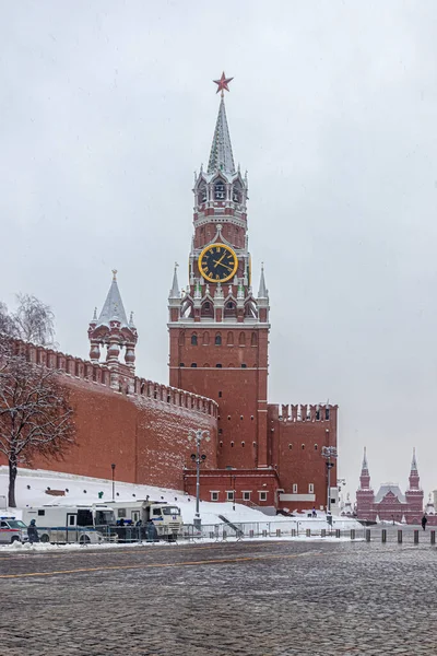 Moscow Russia 2021 Spasskaya Tower Chiming Clock Little Tsar Tower — Stock Photo, Image