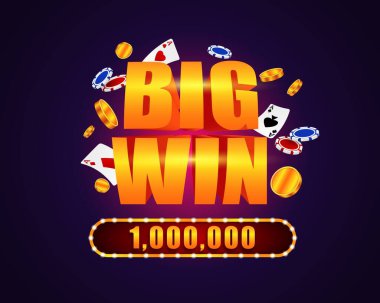 Big gambling win. Glowing rich win in roulette and poker vector stock vector