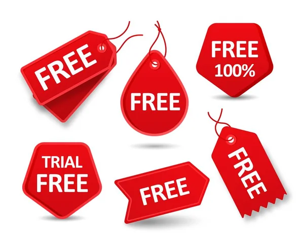 Set of red badge stickers free — Stockvector