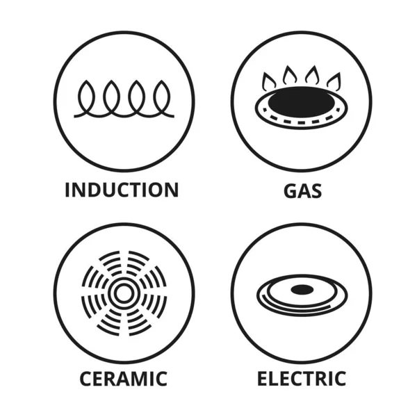 Variedad Encimeras Calentadores Modernos Cerámica Inducción Para Cómodo Gas Cocina — Vector de stock