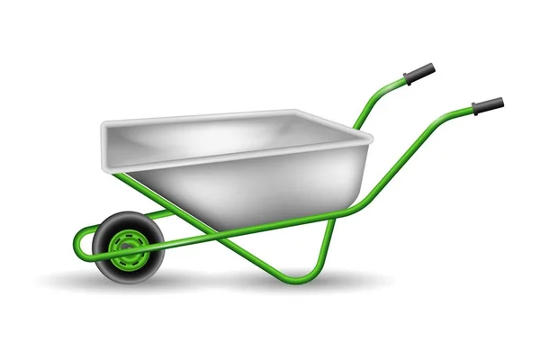 Ατσάλι Καρότσι Πράσινες Δέστρες Εργαλείο Για Μεταφορά Απορριμμάτων Και Βοήθεια — Διανυσματικό Αρχείο