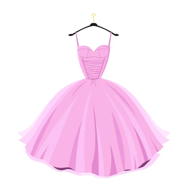 Vestido Fiesta Rosa Percha Elegante Ropa Mujer Para Fiesta Boda — Vector de stock